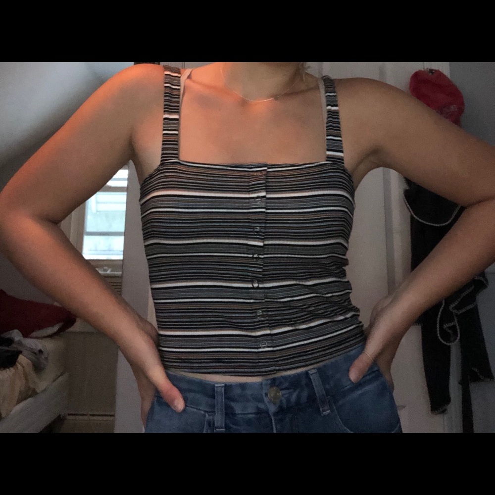 💛 American eagle striped tank top